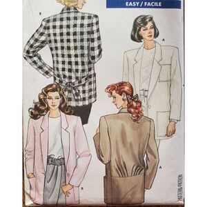 Vintage 80s Butterick Pattern 5783 Uncut Jacket Blazer Loose Back Pleats 8 10 12